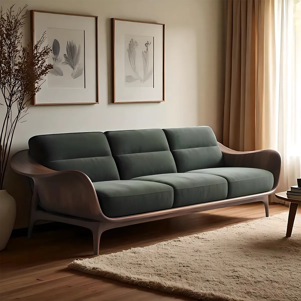 Easy-to-Clean Modern Ash Wood Sofa with Sleek Style