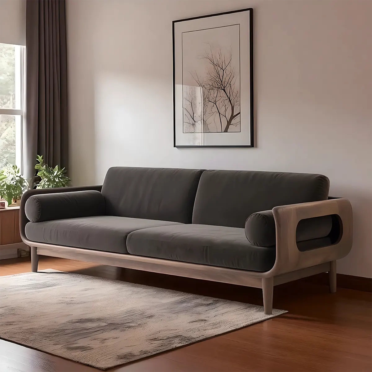 Luxurious Minimalist Ash Wood Sofa for Modern Living Rooms