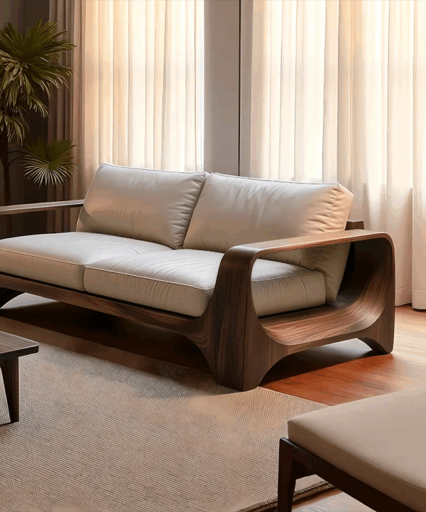 Durable Solid Ash Wood Sofa with Contemporary Design