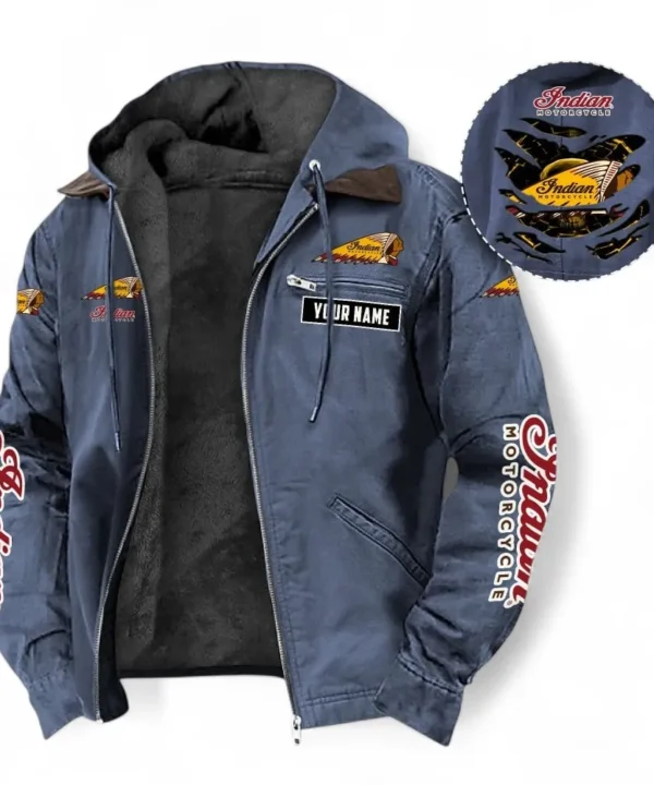 Classic Cruiser Hooded And Flannel Hoodie, Exclusive Logo Hoodie For Motor Lovers CAR391 - Navy Blue