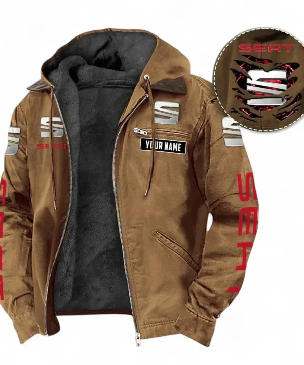 Compact Car Hooded And Flannel Hoodie, Adventure-Ready Streetwear For Car Lovers CAR391 - Camel
