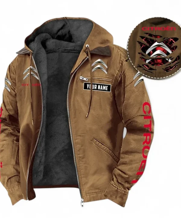 Compact Hatchback Hooded And Flannel Hoodie, Adventure-Ready Streetwear For Car Lovers CAR391 - Camel