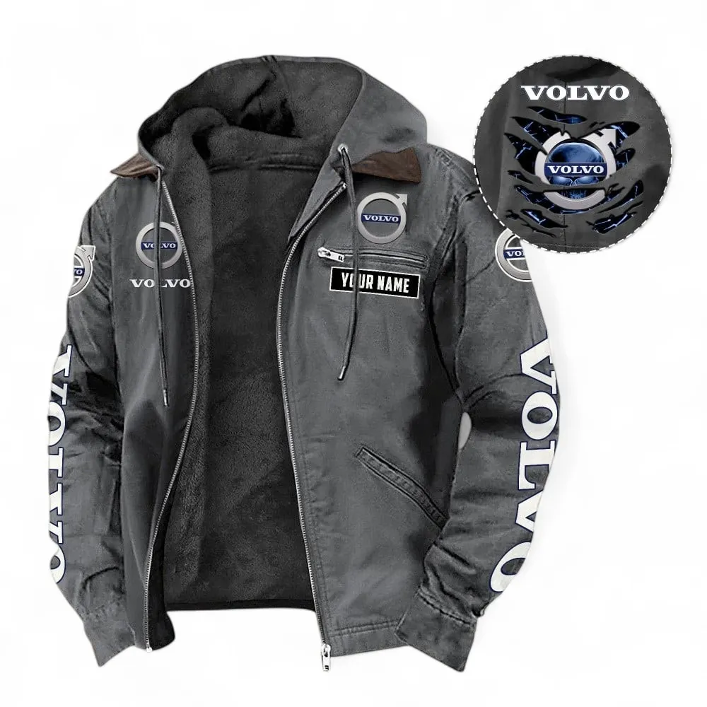 Durable Auto Brand Hooded And Flannel Hoodie, Streetwear Outfit For Car Lovers CAR391 - Gray