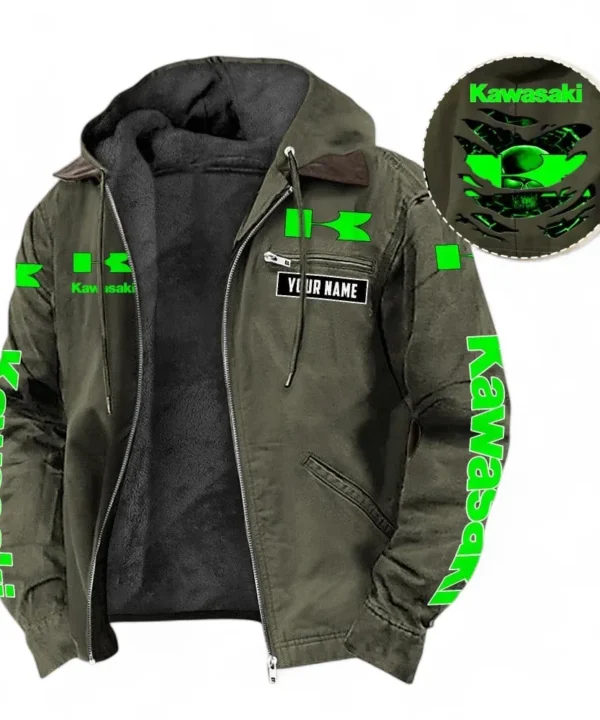 High-Speed Two-Wheeler Hooded And Flannel Hoodie, Streetwear Casual Outfit For Car Lovers CAR391 - Green