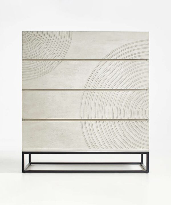 Refined Drawer Chest with Upholstered Details
