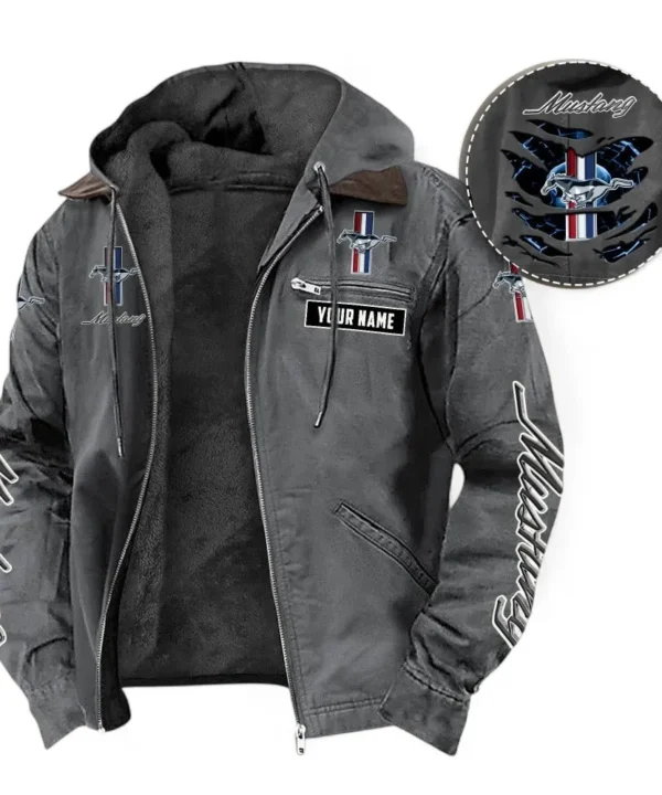 Pony Car Hooded And Flannel Hoodie, Sporty & Street-Ready Hoodie For Car Lovers CAR391 - Gray