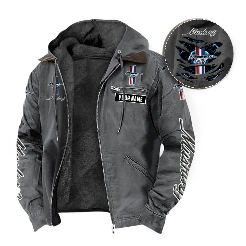 Pony Car Hooded And Flannel Hoodie, Sporty & Street-Ready Hoodie For Car Lovers CAR391 - Gray