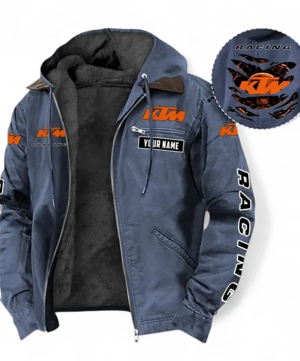 Race-Ready Dirt Bike Hooded And Flannel Hoodie, Rugged & Sporty Hoodie For Car Lovers CAR391 - Navy Blue