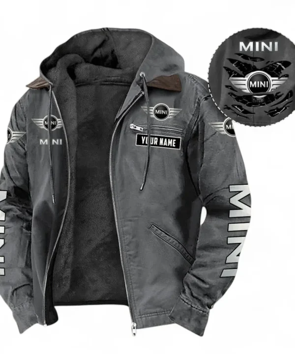 Urban Mini Auto Hooded And Flannel Hoodie, Streetwear Outfit For Car Lovers CAR391 - Gray