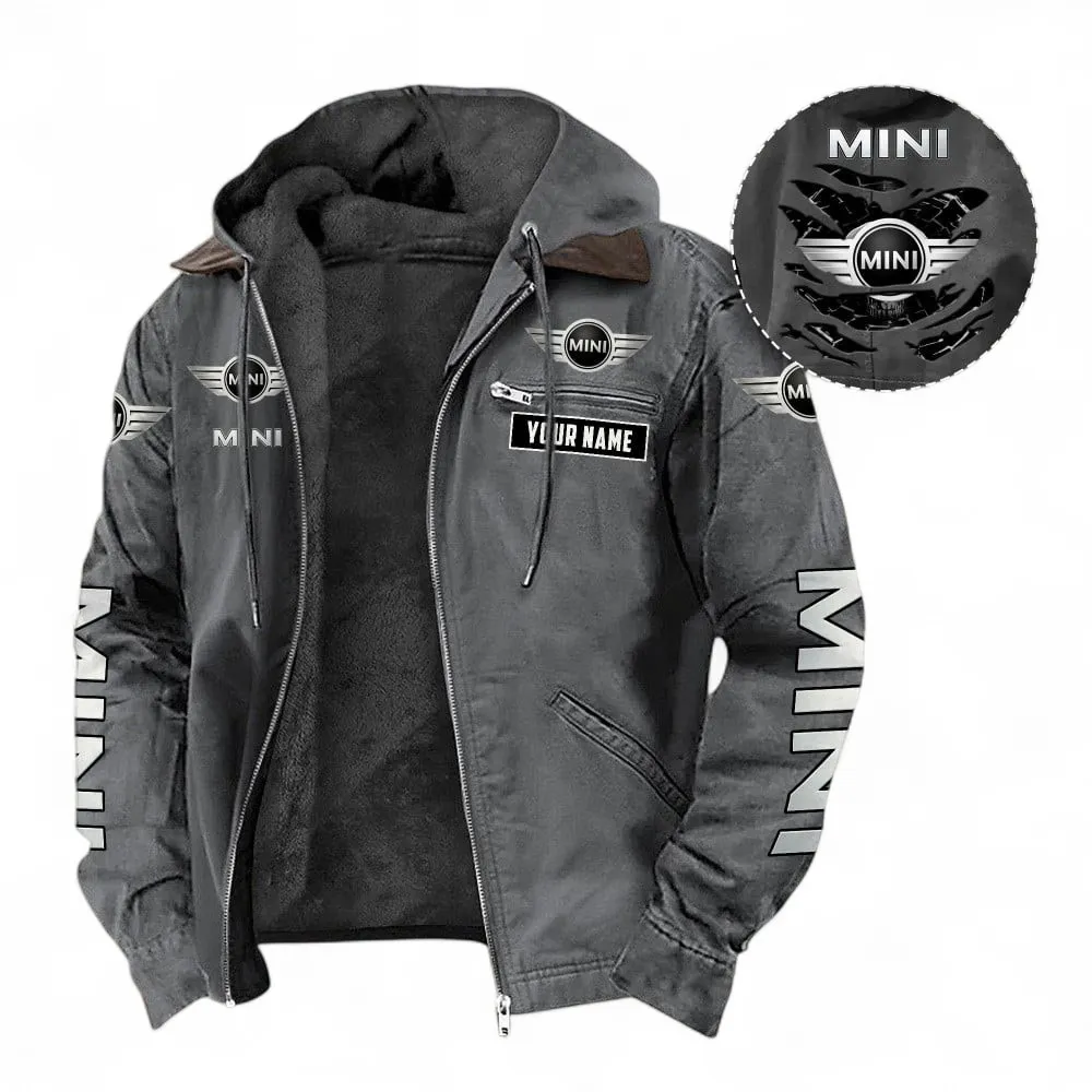 Urban Mini Auto Hooded And Flannel Hoodie, Streetwear Outfit For Car Lovers CAR391 - Gray